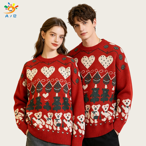 Suéter Navideño Feo Personalizable AJB con Diseño <span class=keywords><strong>de</strong></span> Dibujos Animados ODM, Unisex para Parejas, Transpirable, <span class=keywords><strong>de</strong></span> Manga Larga, con Estampado Jacquard <span class=keywords><strong>de</strong></span> Santa, Ciervo y Copo <span class=keywords><strong>de</strong></span> Nieve - Product Image 3