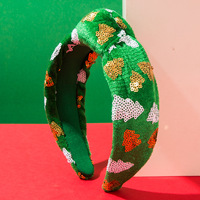 Nouveau serre-tête à nœud large orné de paillettes rouges, vertes et blanches en forme de flocon de neige pour Noël, accessoire capillaire de fêtes de fin d'année
