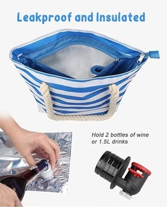 Nevera Portátil para Playa, Impermeable, Aislada, de Poliéster, con Cierre, Compartimentos Ocultos para Botellas, Capacidad para 2 Botellas, Ideal para Picnic y Llevar Bebidas Propias - Product Image 6