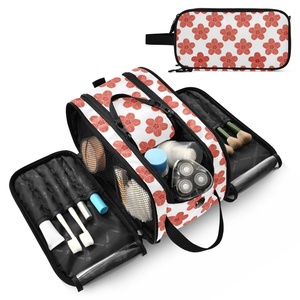 Hawaiian Hau Flower Design Large Capacity Waterproof Zipper Portable Travel Makeup Cosmetic Bag Organizer Soft Handle for Women - Product Image 1