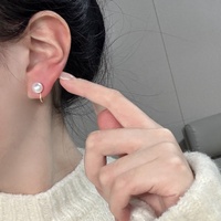 Clip d'oreille simple bicolore argent et or, perle d'eau douce naturelle de haute qualité 8-9 mm, sans perçage, polyvalent et adaptable