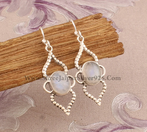 Pendientes de aro de plata de ley 2025 con forma ovalada de piedra lunar arcoíris Natural de gran venta 925 a precio de fábrica - Product Image 1