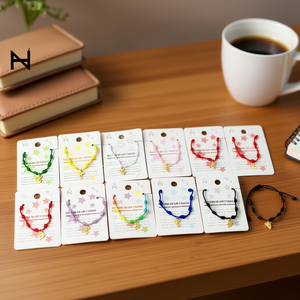 Braccialetto con nodo a sette stelle in acciaio inossidabile, fatto a mano, braccialetti con cordoncino alla moda, set da 12 pezzi, gioielli colorati con ciondoli per donne e ragazze - Product Image 3