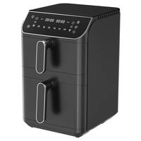 Friteuse à air intelligente à double compartiment, grande capacité, avec panier de cuisson double, contrôle tactile, pour une cuisson sans huile