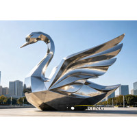 Sculpture de lotus en acier inoxydable poli miroir, grande statue florale en métal pour parc, piscine, fontaine d'eau, sculpture de lys personnalisée