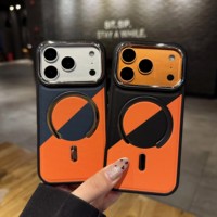 Funda para Teléfono Apple 17 Pro Max con Patrón de Cuero Texturizado Magnético, Adhesivo Lateral Electrochapado de Alta Calidad para 16, 15 Pro Max, 14