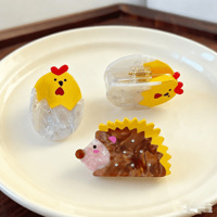 Pince à cheveux en acétate motif poulet de dessin animé ALL YOUNG Fun, pince requin polyvalente et tendance pour l'arrière de la tête