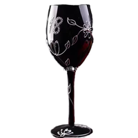 Ensemble de verres à vin en verre noir foncé personnalisé en gros pour un anniversaire, style de design moderne