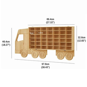 Solid Wood <b>Wall</b> Mounted Storage Rack Irregular Shape Multi Compartment For Toys Figurines Car Models <b>Display</b> Living Room - Product Image 5