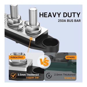 Nâng cấp 250A 12 V Thanh xe buýt Pin phân phối điện khối âm thanh xe hơi 4 x M10 bài viết 6 x M4 vít 12 Volt DC thanh xe buýt - Product Image 3