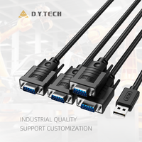 Câble série personnalisé USB 2.0 à 4 ports 9 broches RS232 DB9 RS232 vers USB2.0 FTDI câble convertisseur de puce pour ordinateur tablette décodeur
