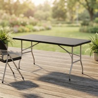 Table de repas pliante d'extérieur simple avec chaises, en plastique moulé par soufflage, table longue portable pour usage domestique et marché nocturne