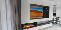 Cheminée électrique encastrée 3D en métal avec effet de flamme LED, contrôlée par application, thermostat réglable, pour usage hôtelier, classe énergétique