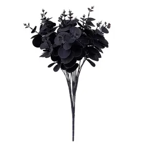 INS plant decoration 5 fork black eucalyptus leaf bouquet table flower accessory artificial money leaf