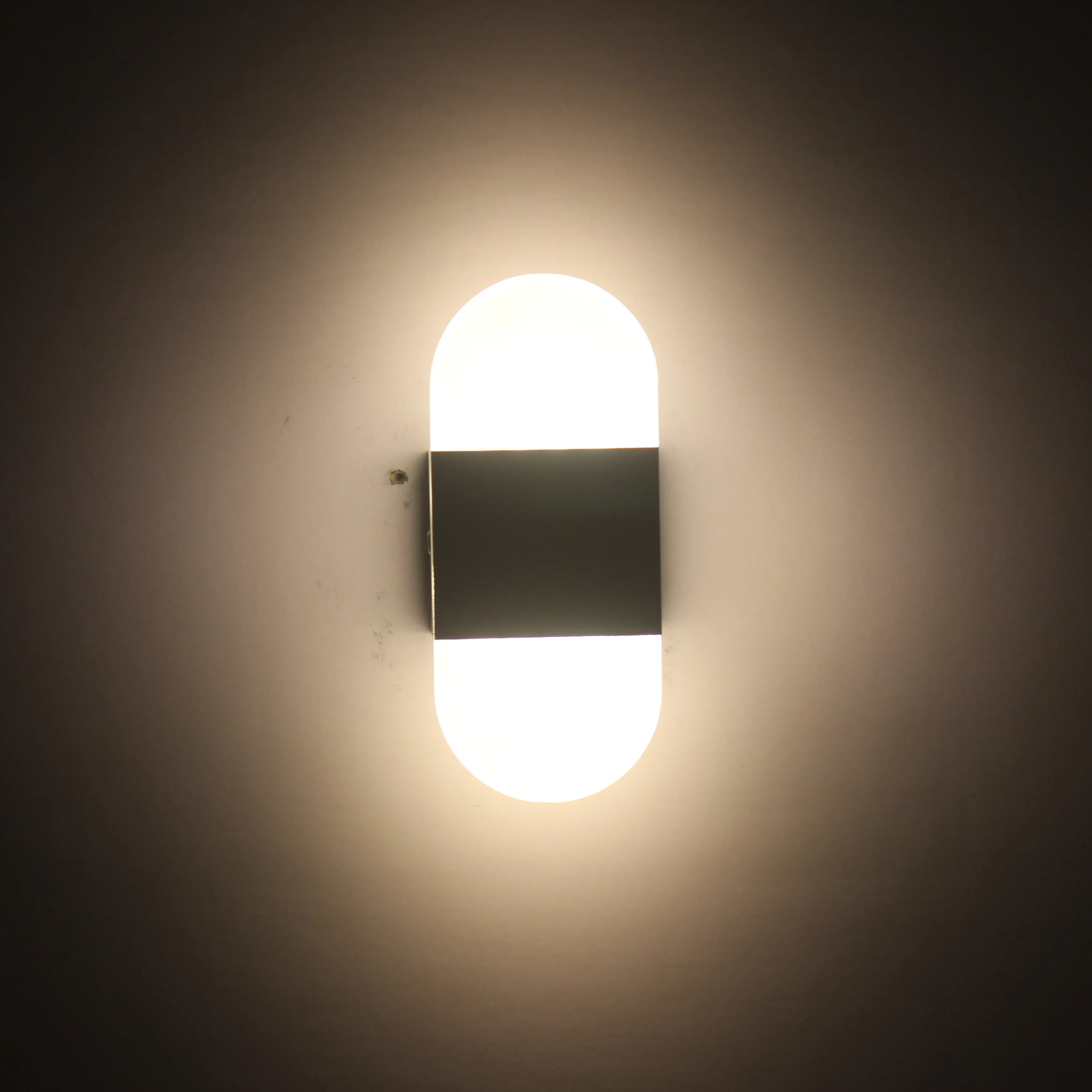 Lampe de haute qualité 6W, lampe murale acrylique noire à angle droit/rond et veilleuse intérieure