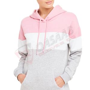 Court-Zip surdimensionné hiver nouveau Design vêtements de sport mode couleur bloc pull décontracté 100% coton couleur assortie femmes sweats à capuche - Product Image 5