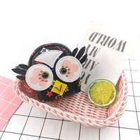Mini porte-monnaie hibou de dessin animé, jolie pochette à clés portable, petite pochette de rangement, porte-clés