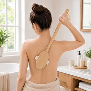Hardware Tools Eco Friendly Natural Wooden <b>Brush</b> With Exfoliating <b>Brush</b> for Dry Brushing Dual Use - Product Image 5