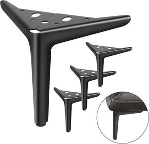 أرجل أثاث مقاس 6 بوصة، مجموعة من 4 أرجل أثاث معدنية سوداء، أرجل مثلثة حديثة للأريكة والكنبة وخزانة الملابس والخزانة والكرسي والطاولة - Product Image 1