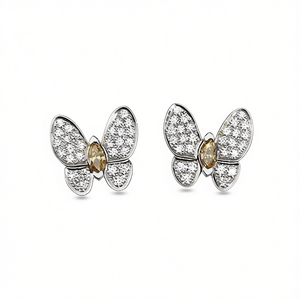 Eleganti Orecchini a Farfalla con Diamanti, Oro Bianco, Taglio Marquise, Diamanti Naturali di Fantasia, Gioielli in Argento per Uso Quotidiano Femminile - Product Image 1
