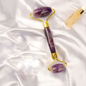 Beliebteste Amethyst Roller Gua Sha Gesichts <span class=keywords><strong>massage</strong></span> Stein Lila Jade <span class=keywords><strong>Massage</strong></span> Roller Natürliches Amethyst Jade Roller Set - Product Image 2