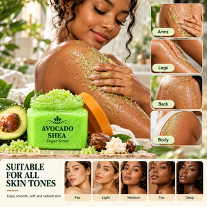 Productos de baño con logotipo personalizado OEM, exfoliante de azúcar de aguacate para limpieza profunda e iluminación de la piel, para rostro y cuerpo, para piel negra. - Product Image 5