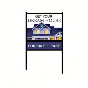 Panneau publicitaire robuste en H de 18 x 24 pouces, personnalisable, vierge, pour messages immobiliers et visites immobilières, avec piquets de jardin, Fabricant - Product Image 4