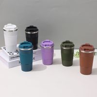 Tasses à café isothermes en acier inoxydable de 16 oz, à double paroi, avec couvercle anti-fuite