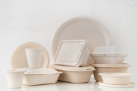 Caja Cuadrada Desechable de 8 Pulgadas con 3 Compartimentos, Caja de Almuerzo de Pulpa de Bagazo de Caña de Azúcar, Embalaje Biodegradable para Comida Rápida para Llevar