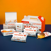 Caja de Papel Antigrasa Desechable para Envasado de Comida Rápida, con Relieve, para Aperitivos, Pollo Frito y Hamburguesas, al por Mayor