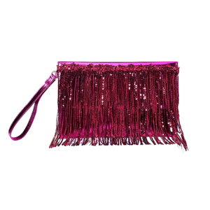 Pochette élégante pour femme avec sequins et pompons, sac de soirée scintillant avec dragonne, sac à rabat pour le shopping et les voyages - Product Image 4
