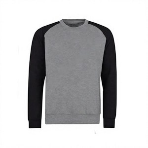 Felpe in Cotone Felpato a Maniche Lunghe Nere e Grigie con Contrasto <span class=keywords><strong>di</strong></span> Colore per Uomo e Donna, con Logo Ricamato o Stampato - Product Image 1