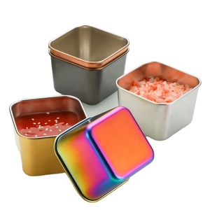 Factory Direct Korean 304 Stainless Steel Square <b>Dipping</b> Dish Kitchen Snack Storage Salad Tomato Sauce Cup for Home Restaurant - Product Image 1