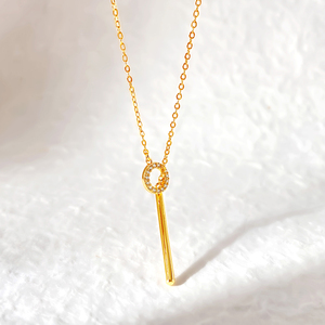 Minimalist Bezel Zircon Trendy 18K Gold Plated <b>Ring</b> and Pin pendant <b>Necklace</b> for Everyday Wearing - Product Image 1
