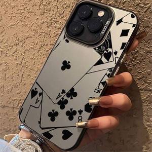 Mode <span class=keywords><strong>Poker</strong></span> Cartes Impression Électrolytique Argent Clé TPU PC Téléphone Portable Cas pour Iphone 8 X Xr Xs 11 12 13 14 15 16 17 <span class=keywords><strong>Pro</strong></span> Max - Product Image 1