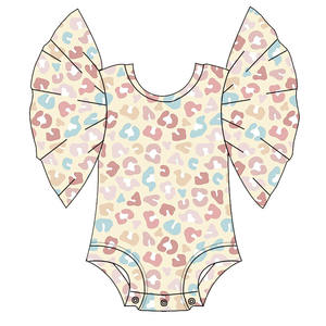 精品颤动袖罗柏牛奶丝面料西部图案女童紧身衣时尚0-16岁童装 - Product Image 4