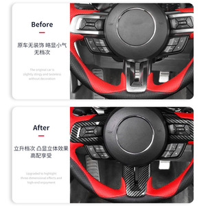 Garniture de volant en fibre de carbone pour Ford Mustang 2015-2023, style racing, matériau ABS, motif noir - Product Image 3