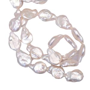 Perles d'eau douce blanches de forme baroque de la marque Wenchi, faites à la main, pour bijoux DIY, design goutte d'eau naturelle, bouton, accessoire de Chine - Product Image 5
