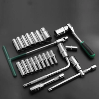 Juego de herramientas de reparación múltiple para automóviles de 28 piezas de alta calidad, llave tipo T, juego de llaves de trinquete para mecánico de coche, caja de Kit de herramientas de mano
