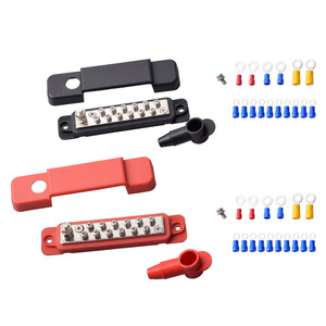 Barra de Distribución MoTuBike de 12 Posiciones 150A para Baterías de RV y Barcos, Rojo y Negro, 12V-48V - Product Image 1