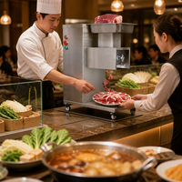 Trancheuse à rouleaux de bœuf, machine à trancher la viande pour hotpot avec épaisseur réglable pour rouleaux d'agneau et restaurants Shabu Shabu