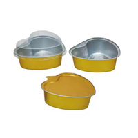 Barquette à gâteau mini en aluminium doré en forme de cœur de 100 ml (3,38 oz), moule en pulpe de qualité alimentaire, récipient à pain micro-ondable