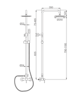 Ensemble de douche mural moderne en acier inoxydable brossé avec mitigeur thermostatique monocommande pour eau chaude/froide et jet de pluie doux