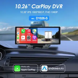 Carplay - Rádio universal para carro com tela de toque e espelho, câmera frontal Carplay HD de 10,26 polegadas