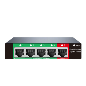 Switch Ethernet Gigabit a 5 Porte Gestito da Cloud con Supporto per Una Porta PoE 48-57V, QoS, Rilevamento Loop di Rete e Funzione VLAN - Product Image 1