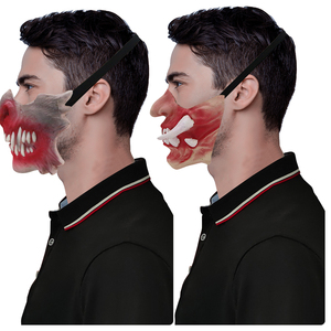 Masque en latex effrayant demi-visage, mâchoire de monstre d'horreur avec dents pour Halloween, maison hantée, escape room, costume personnalisé - Product Image 6