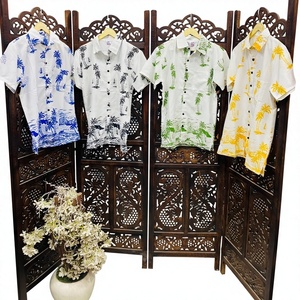 Camisas de Rayón Estampadas al Estilo Hawaiano LAXMANS KUR-036 para Hombre, Camisas Estampadas con Serigrafía, Multicolores, Ropa de Playa de Verano, Poliéster, Venta al por Mayor - Product Image 1