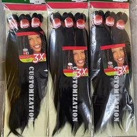 Mches Pour Tresses Africaines 3x 52 pouces Marque Privée Ghana Cheveux à Tresser Pré-étirés 300g Extensions de Cheveux Naturels Raides Yaki en Paquets