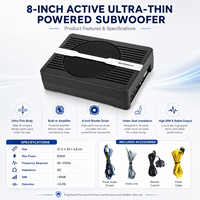 Subwoofer sous siège pour voiture, subwoofer mince, puissance maximale 500W, subwoofer actif avec matériau léger