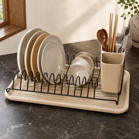 Égouttoir à vaisselle en acier inoxydable avec bac de récupération en PP, support de comptoir de cuisine pour assiettes et bols, organisateur de couverts OEM ODM